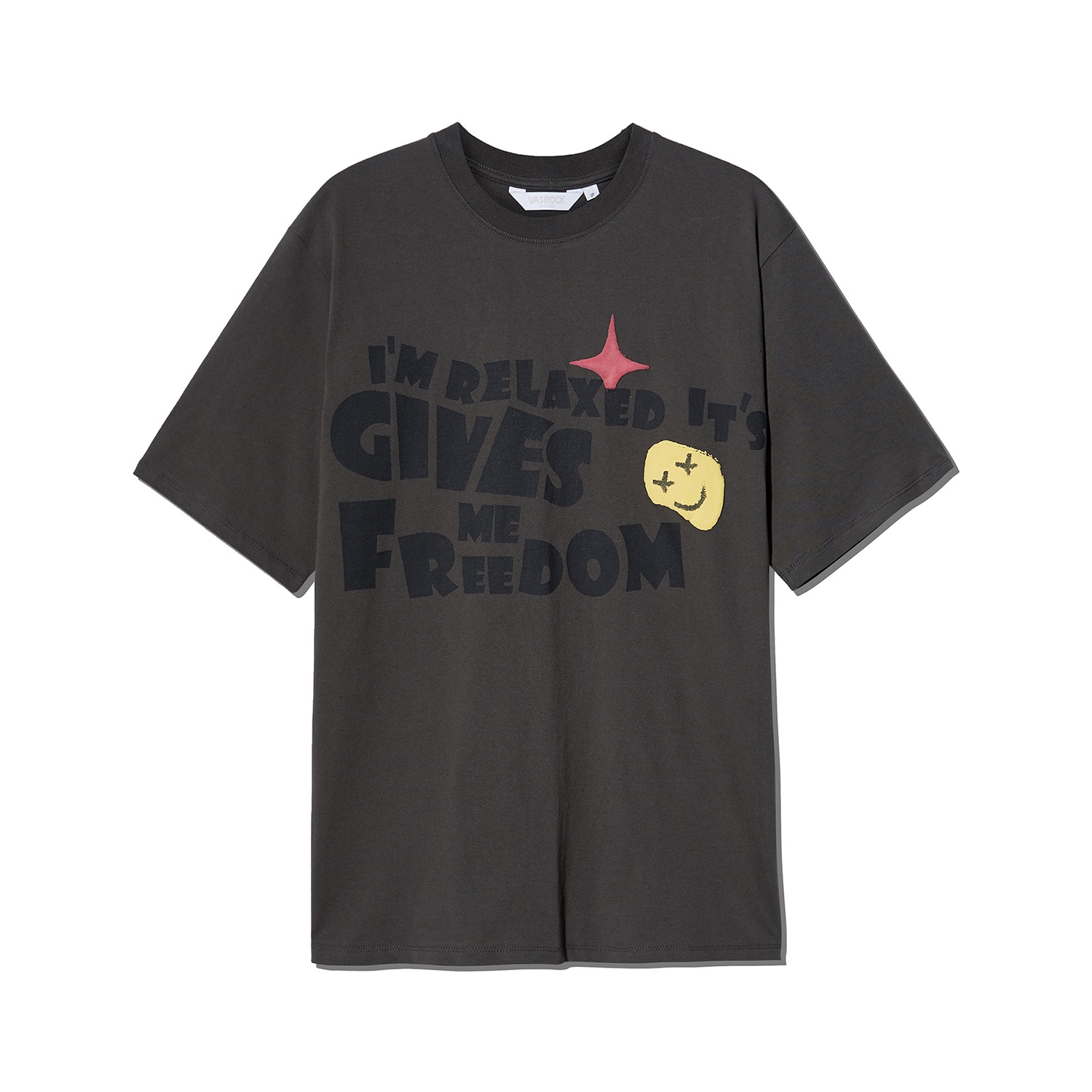 VASROCK,Slogan Artwork Short Sleeve T-shirts Charcoal